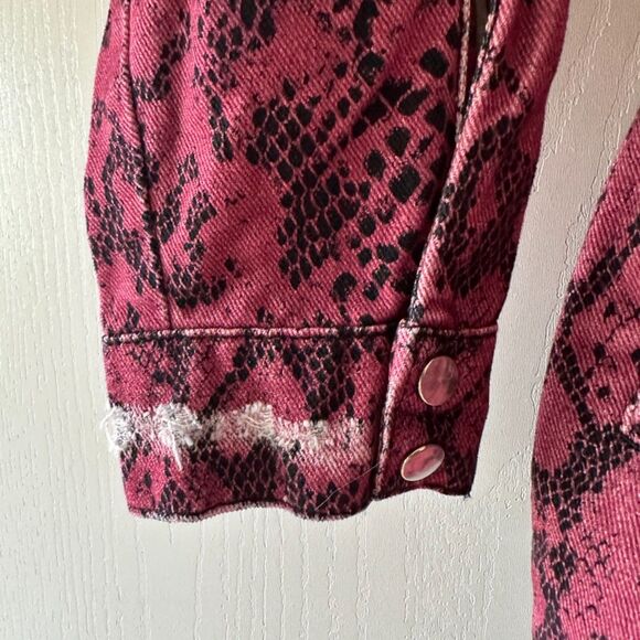 NWT One Teaspoon Distressed Python Claudia Overalls Jumpsuit Black Pink Sz Small - Picture 4 of 10